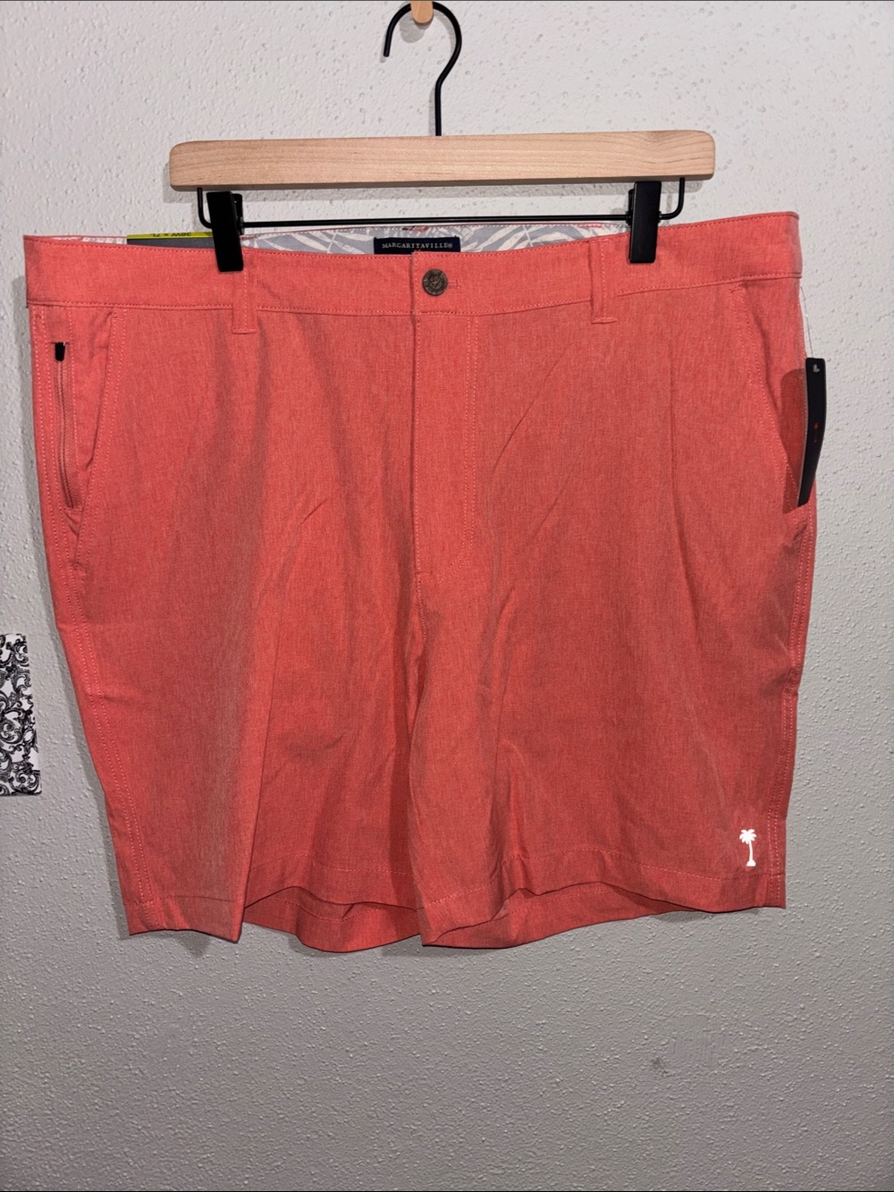 Margaritaville - Men's 4-Way Stretch Quick Dry Shorts in Coral (size 38)